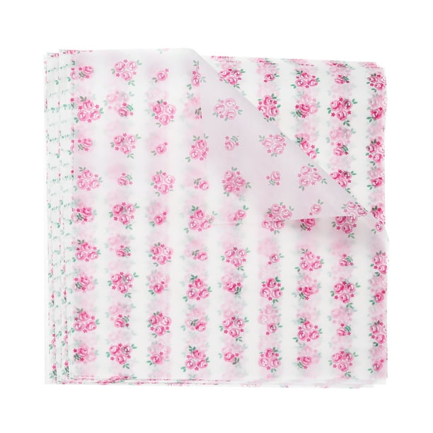Uxcell 100pcs Square Rose Pattern Wax Paper Sheets 9.84" x 8.46" para papel de hornear sándwich, rosa