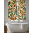 thumbnail image 6 of Orange Green Palm Leaves Semi Sheer Curtains 63 Inch Length 2 Panels Set, Summer Tropical Floral Sheer Kitchen Curtain Privacy Voile Window Curtain for Living Room Bedroom Rod Pocket Drapes, 6 of 7