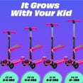 thumbnail image 6 of Skidee Kick Scooters for Kids, Adjustable Height, Foldable, LED Lights, Rear Brake, Ages 2-12, Pink, 6 of 6