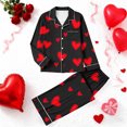 thumbnail image 2 of Tnhcen Holiday Women’s Valentine's Day Print Pajama Set Long Sleeve Button Front Pajamas Pants Soft Elegant Loungewear Pjs Home Clothes S-3XL, 2 of 6