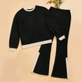 thumbnail image 2 of Womens 2 Piece Outfits 2025 Fall Solid Color Long Sleeved Comfortable Hooded Pants Home Clothing Set Track Suit Matching Winter Clothing Black XL, 2 of 8