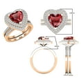 thumbnail image 3 of Dazzlingrock Collection 8mm Heart Garnet & Round White Diamond Double Halo Engagement Ring Set for Women (0.65 ctw, Color I-J, Color I1-I2) in 14K Rose Gold, Size 8, 3 of 5