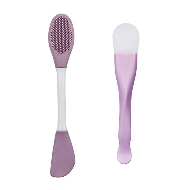 2pcs Mascarilla de silicona Aplicador de cepillo Exfoliante de silicona Limpiador de cara Mascarilla de silicona Cepillo para la cara Mascarilla de arcilla Aplicador Mascarilla facial de silicona