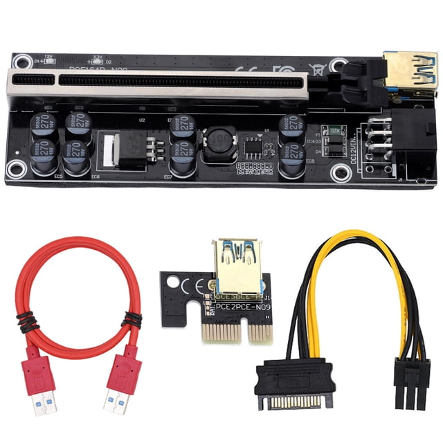 Destyer PCI-E 1x to 6x USB 3.0 Extender Card Electronics Adapter Supplies Black Slot Red Cable 1Set