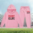thumbnail image 5 of Gelikeya Boys Girls Hoodie 2 Piece Outfits Kids Rugby Graphic Print Comfortable Hoody Sweatshirts Pants Sets Fashion Sweaters 2-13Y (Pink, 2-3 Years), 5 of 6