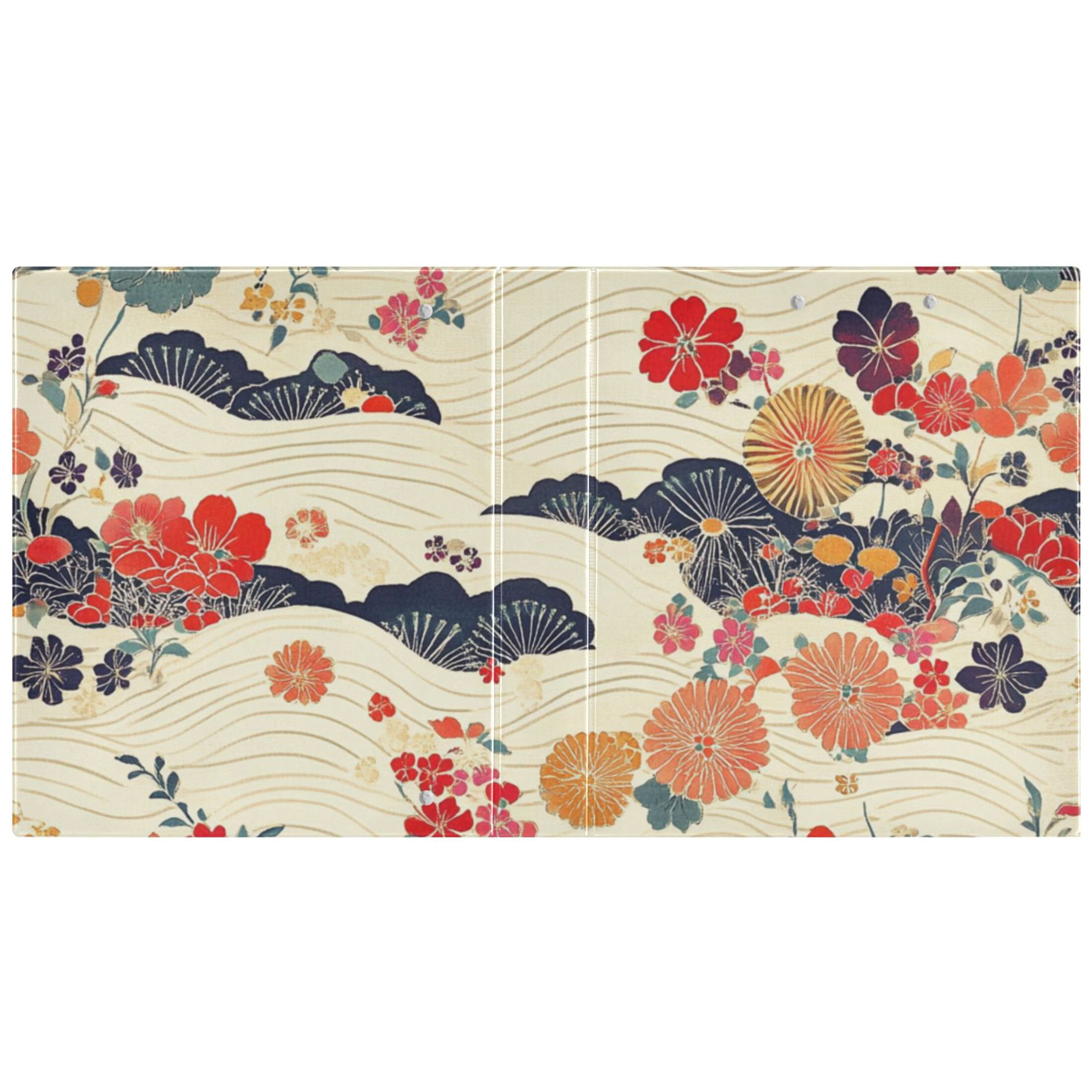 Bohemia Lines Flowers 3 Ring Binders 1.5 inch Hardcover File Folders with Interior Pockets A4 Size Organizer for School Office Hospital