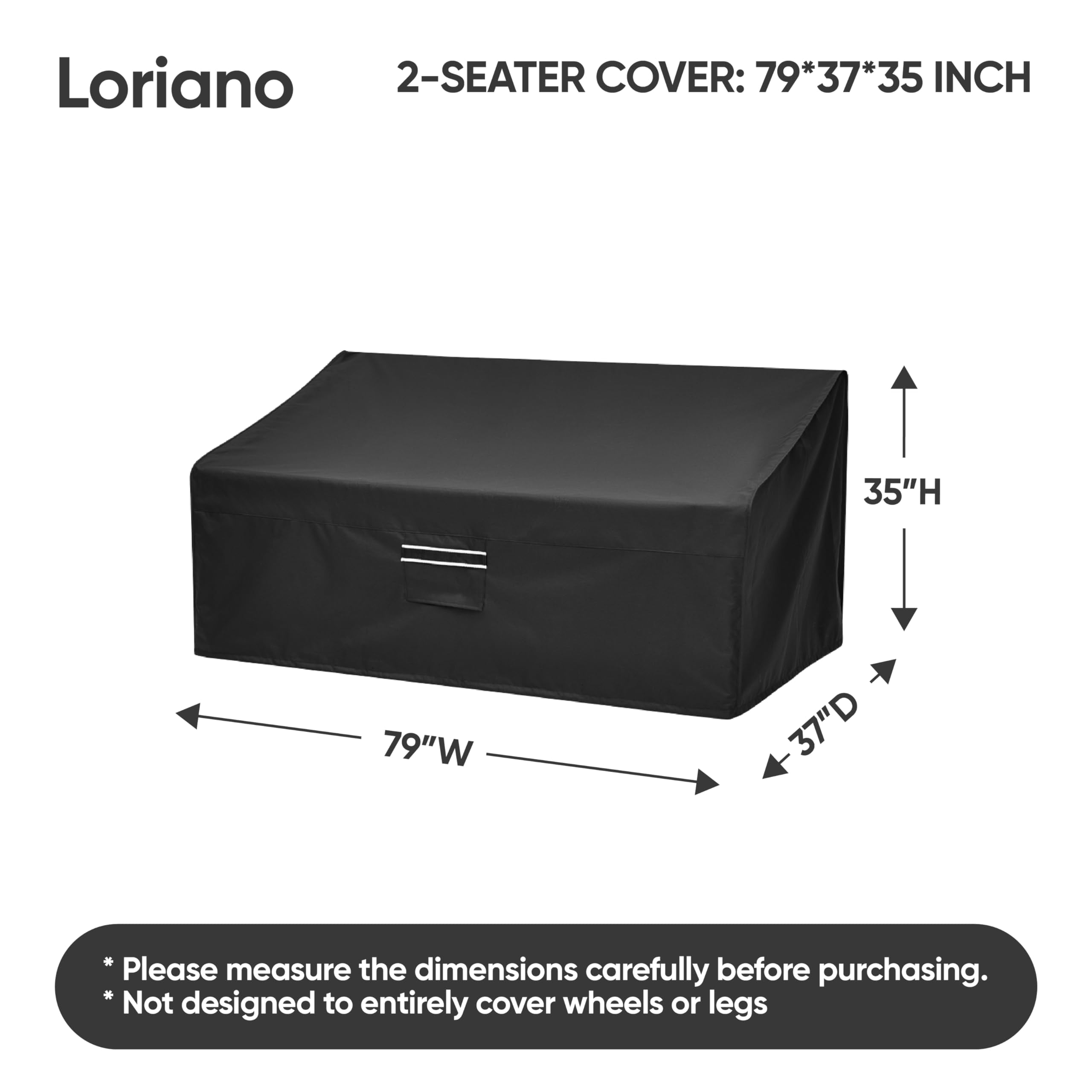 3-Seater Patio Furniture Covers Waterproof Heavy Duty 600D Oxford Fabric Outdoor Sofa Cover Sun Fade Resistant 79W x 37D x 35H Inch