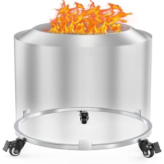 Fire Pit Rolling Stand Compatible with Solo Stove Bonfire and Other 19.5" Fire Pit, Firepit Stand with Wheels,Easy to Move,Rust Proof 304 Stainless Steel Fire Stove Accessories for  Outdoor