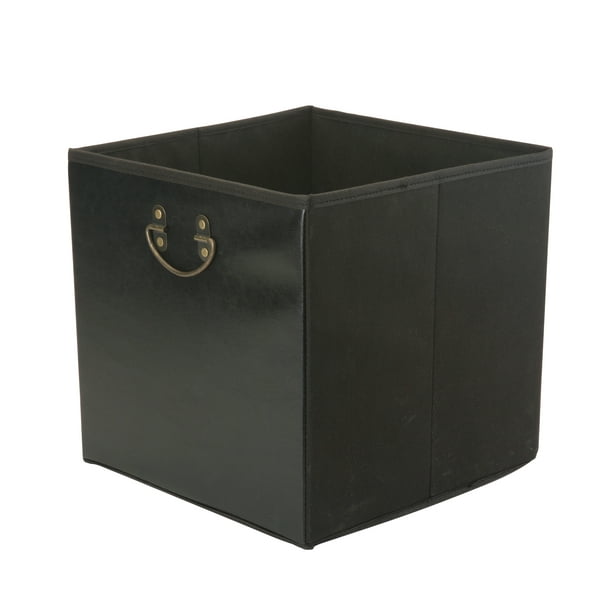 Simplify Faux Leather Collapsible, Faux Leather Storage Cube Bin