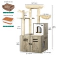thumbnail image 7 of Cat Tree with Litter Box Enclosure, Wooden Cat Tower Furniture for Large Cats, 20 lbs Heavy Duty, 2-in-1 Modern Condo House with Scratching Posts, Bed, Caves and Washable Cushions Gray, 7 of 7