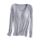 thumbnail image 2 of Neewe Women's Plain Relaxed Pajamas with Built-in Padded Bra Loose Casual Soft Long Sleeve Crew Neck T-Shirt, 2 of 6