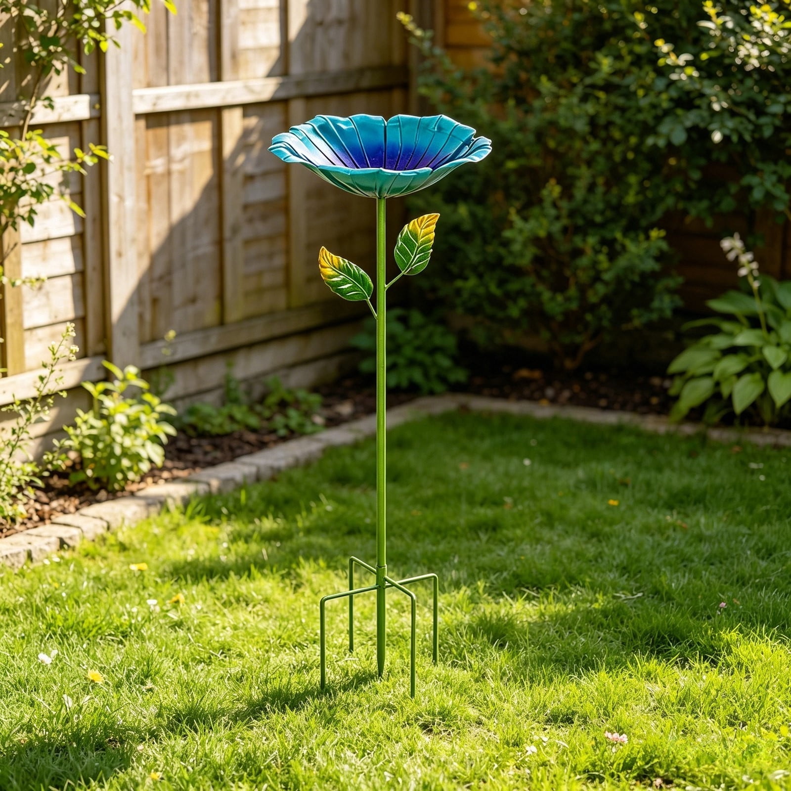 Bird Bath for Outdoors – Small Garden Birdbath with 5 Stakes, 10.63 Inch Metal Bowl, Easy to Clean, Ideal for Patio, Courtyard & Garden