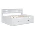 thumbnail image 5 of Full Size Solid Wood Bed Frame with 2 Bedside Cabinets, Upper Shelves and 4 Drawers, Platform Bed Frame, Mid Century Bedframe, Wood Daybed, Wood Foundation(White, Full), 5 of 9