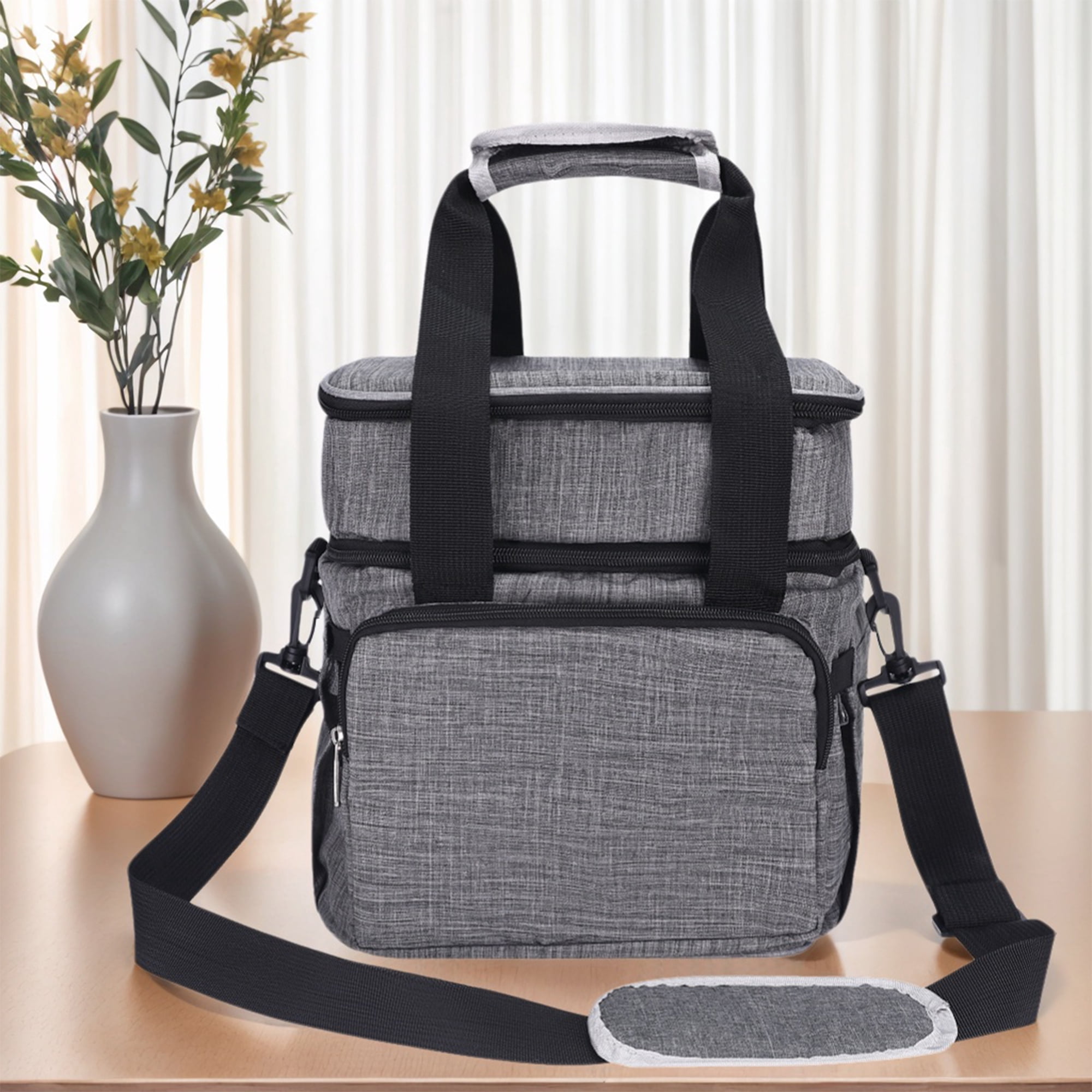 Unique Bargains Insulated Lunch Bag for Work, Office, Picnic Gray