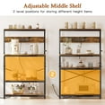 thumbnail image 5 of 31.5" Bakers Rack with Power Outlets, 4-tier Coffee Bar Table, Microwave Stand, 6 S-shaped Hooks, Kitchen Storage Shelf Rack, for Kitchen, Living Room, Rustic Brown, 5 of 8