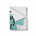 thumbnail image 2 of Enjoy the Little Things Soft Flannel Fleece Blanket, Inscription with Brush Strokes Background in Pale Shades, Cozy Plush for Indoor and Outdoor Use, 50" x 60", Pale Blue and Black, by Ambesonne, 2 of 6