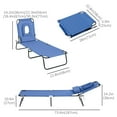 thumbnail image 3 of Outsunny Chaise Longue d'Extérieur Réglable, Chaise Longue de Jardin Pliante avec Trou de Lecture, Siège Inclinable pour Bronzage, Lit de Détente Pliant de Camping/plage avec Coussin de Soutien, Bleu, 3 of 9