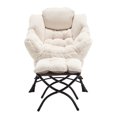 thumbnail image 4 of Modern Accent Chair with Ottoman, Reading Chair with Armrests and a Side Pocket,  Lounge Arm Chair for Small Space/Living Room/Bedroom, Corner Chair, White, 4 of 9
