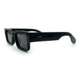 thumbnail image 6 of Narrow Rectangle Horn Rim Gentlmanly Thick Beveled Plastic Sunglasses All Black, 6 of 8