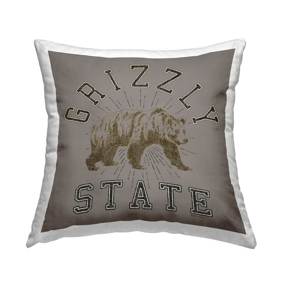 Stupell Industries Grizzly State Vintage Decorative Printed Throw Pillow Design by Spirit Animals/Life Is High.