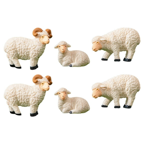 BESTOYARD 6pcs Miniature Goat Figurines Assorted Color Resin Tiny Figurines Cake Decoration Bonsai Accessories