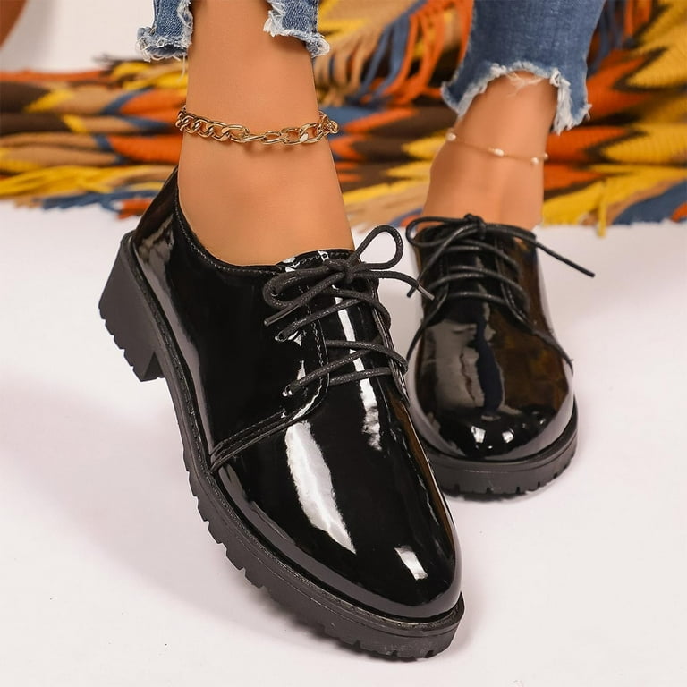 Patent Leather Black Lace Up Shoes For Ladies Eileen Fisher Eddy Black  Patent  Tip Top Shoes