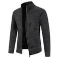 thumbnail image 3 of Herrnalise Men's Fashion Autumn And Winter Stand Collar Sweater Casual Fleece Jacket Dark Gray, 3 of 6