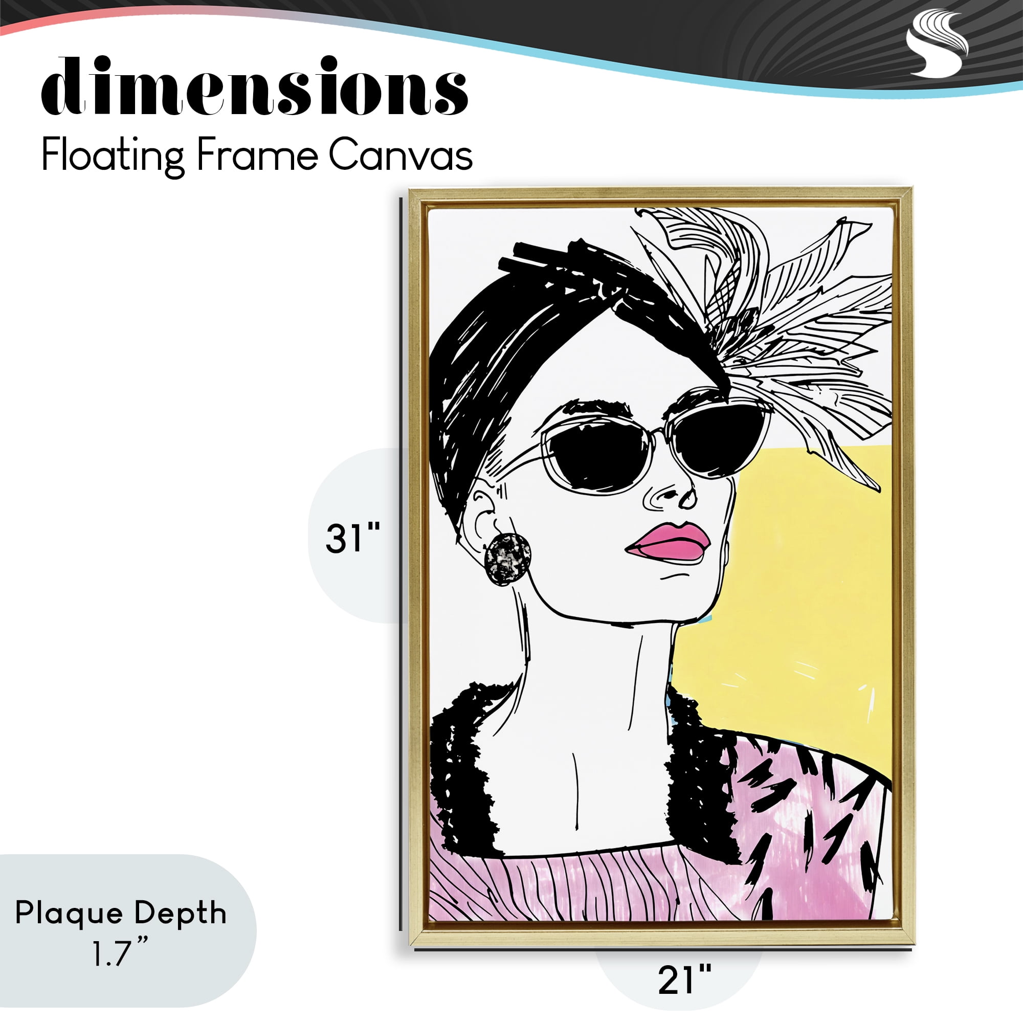 Stupell Industries The Rebel Muse Portrait Gold Framed Floater Canvas Wall Art, design by Andrea Haase