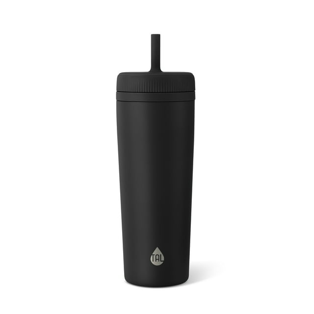 TAL Stainless Steel Rowan Tumbler with Silicone Straw 24 fl oz, Black