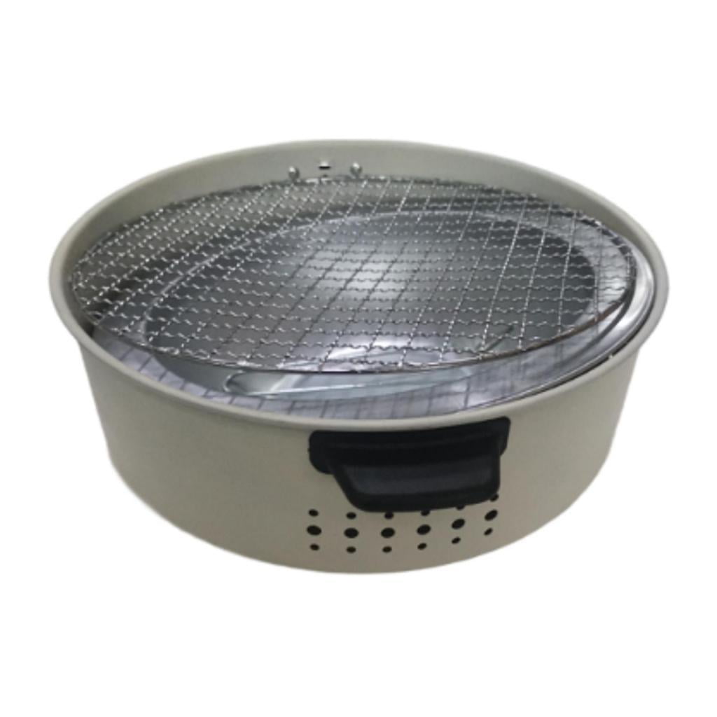 Wswqop Charcoal Grill Round Firepit with Grill Pits Tabletop Stove for Backyard Outdoor