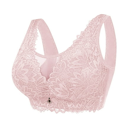 QIJUNTUO Wireless Bras For Women Women s Deep V Traceless Latex Gathered And Breathable Adjustable Bra Plunge Bras for Women Pink