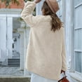 thumbnail image 7 of IROINNID Women's Mid-Length Shearing Jacket Notch Lapel Solid Color Long Sleeve Loose Button Thickened Plush Coat, Beige, 7 of 7