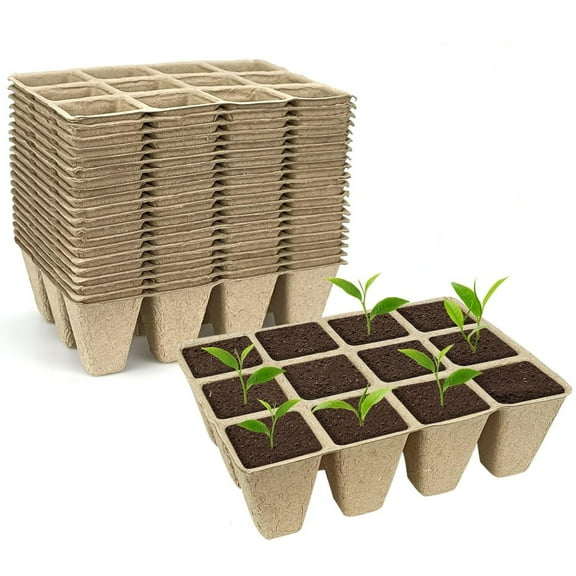 120 Cells Seed Starter Tray,Topboutique Biodegradable Peat Pots for Seedlings Trays,10 Packs Plant Starter Seed Pots,Organic Germination Plant Starter for Outdoor or Indoor Herb Garden Nursery