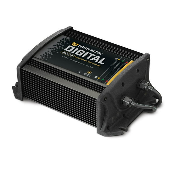Minn Kota Battery Charger 1822105 MK 210 D; On-Board; 2-Bank Charger; On-Shore AC; 5 Amp Charging Current Per Bank; Waterproof; 200 Watt; 10-12 Hours Charging Time