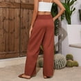 thumbnail image 5 of qolati Linen Pants Women Wide Leg High Waist Summer Beach Pants Loose Casual Lightweight Palazzo Lounge Pants Trousers with Pockets, 5 of 8
