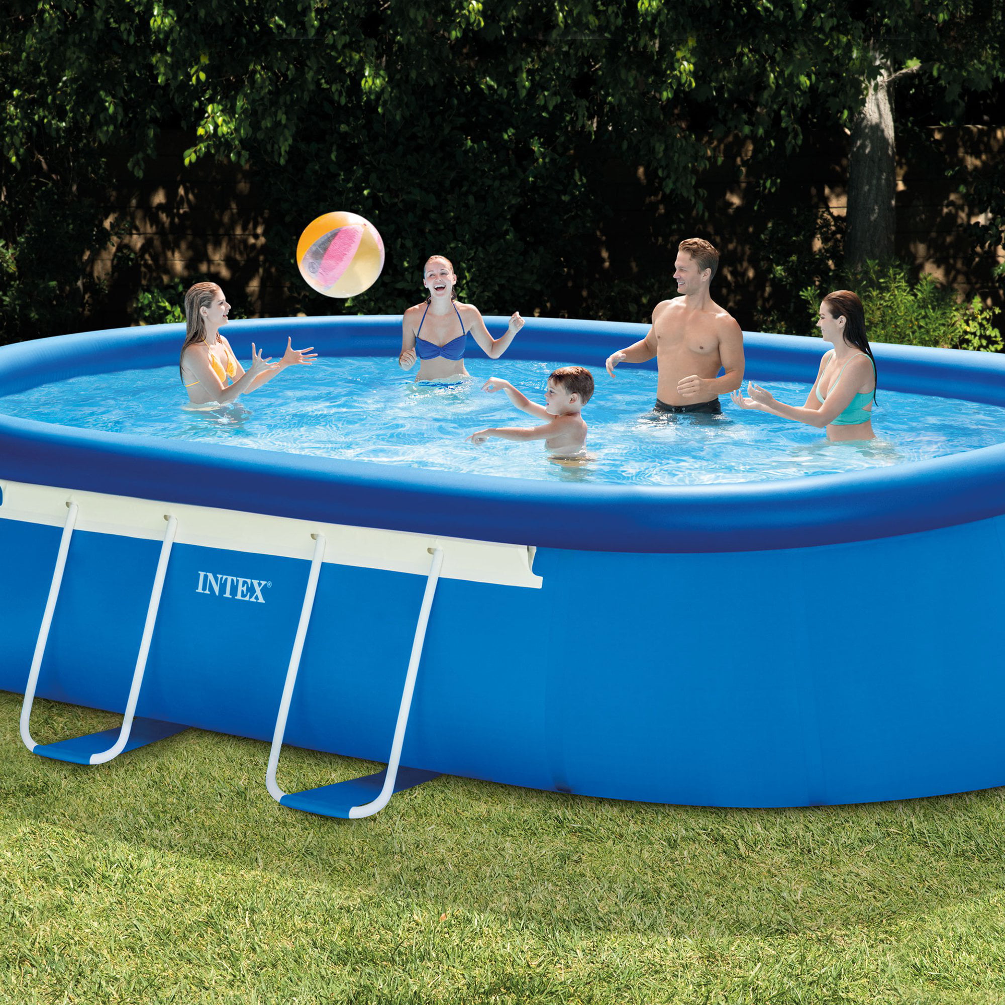 Intex 18' x 10' x 42" Oval Frame Above Ground Swimming Pool with Filter Pump