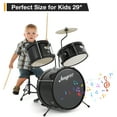 thumbnail image 4 of 3 Piece Kids Drum Set, Junior Drum Set for Beginners with Bass Tom Snare Drum, 14.76 Inch Drum Kit with Snare, Cymbal, Drumsticks, Adjustable Seat (Black), 4 of 8