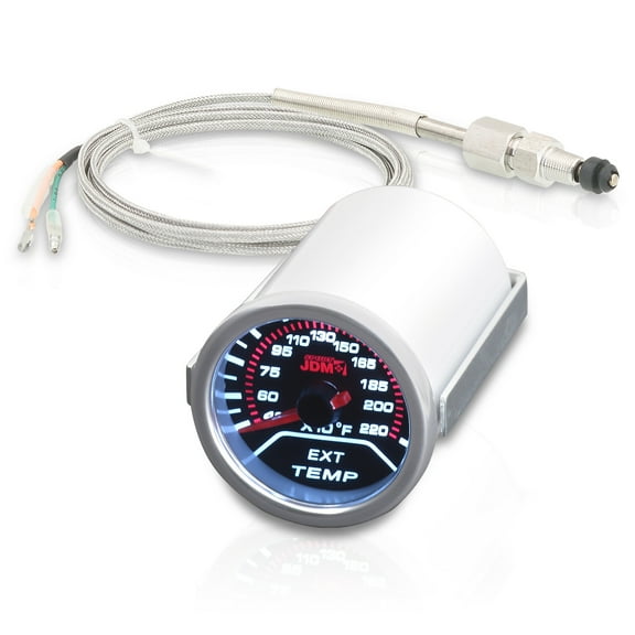 AJP Distributors Universal JDM Sport Smoked Tint Analog Needle 2" INCH 52MM Exhaust Gas Temperature Meter Gauge 400-2200°F Degrees Fahrenheit Electric LED Multicolor Display Monitor