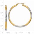 thumbnail image 4 of 14K Rhodium Plated Yellow Gold & Rhodium Diamond Cut 3x45mm Hoop Earrings, 4 of 4