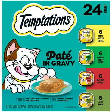 Temptations Pate In Gravy Variety Pack Adult Wet Cat Food, 3.5 Oz Trays, Pack Of 24