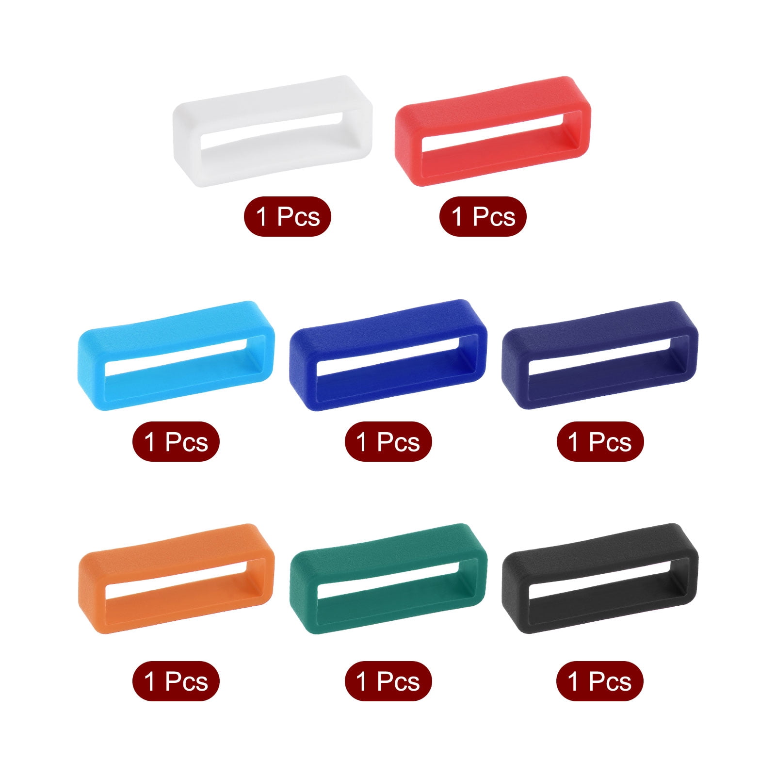 Unique Bargains 16mm Silicone Watch Band Strap Loops Replacement Fastener 24mm