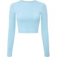 thumbnail image 2 of ORUYROP Women's Solid Long Sleeve Round Neck Crop T Shirt Top, 2 of 4