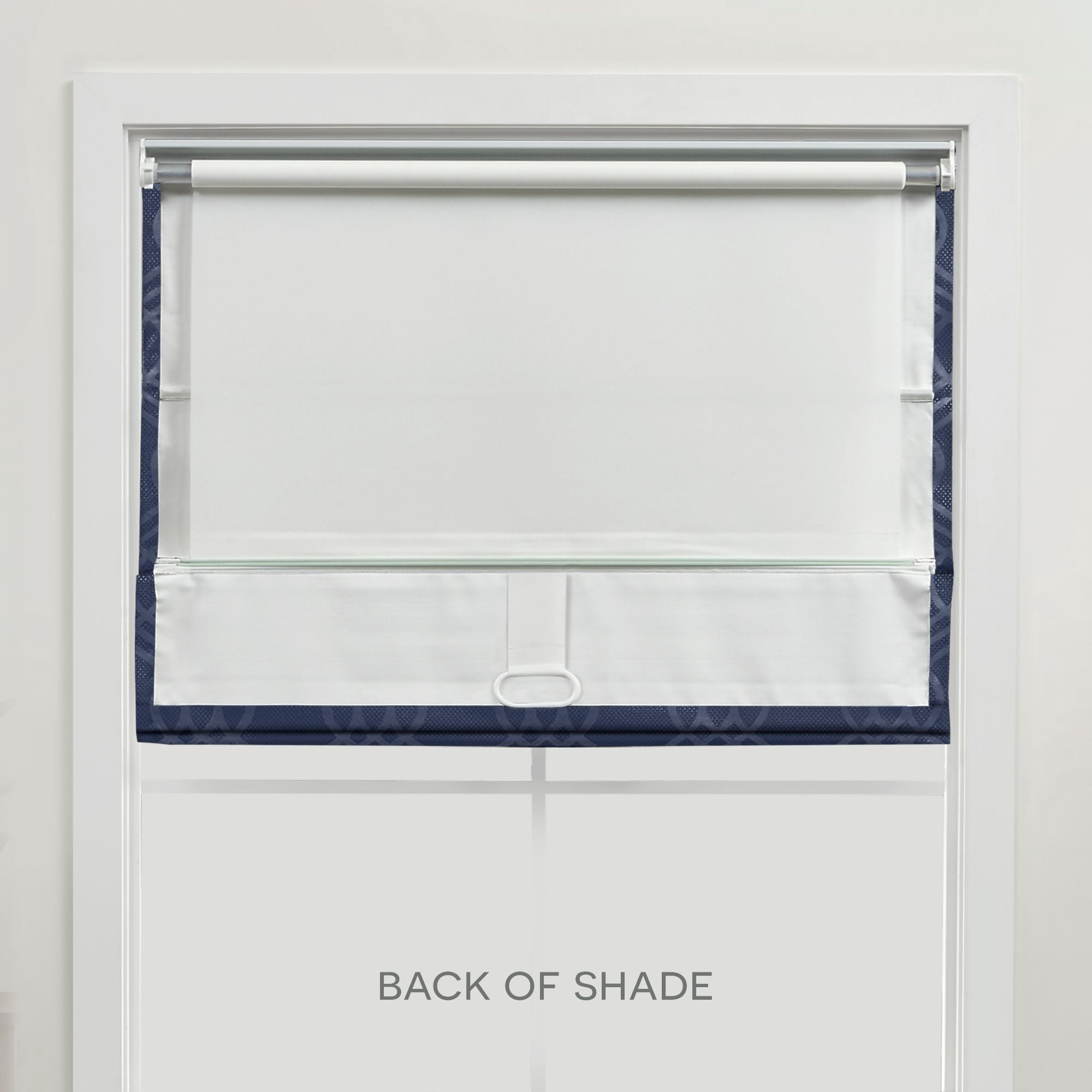 Exclusive Home Prague Trellis 100% Blackout Roman Shade, 27"x64", Navy
