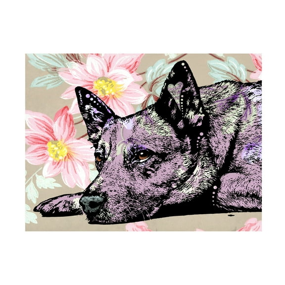 Canvas Wall Art - Dean Russo 'The Lying Heeler' Wall Art for Living Room, Bedroom, or Office Décor by Trademark Fine Art - 19 x 14 Inches - 19x14