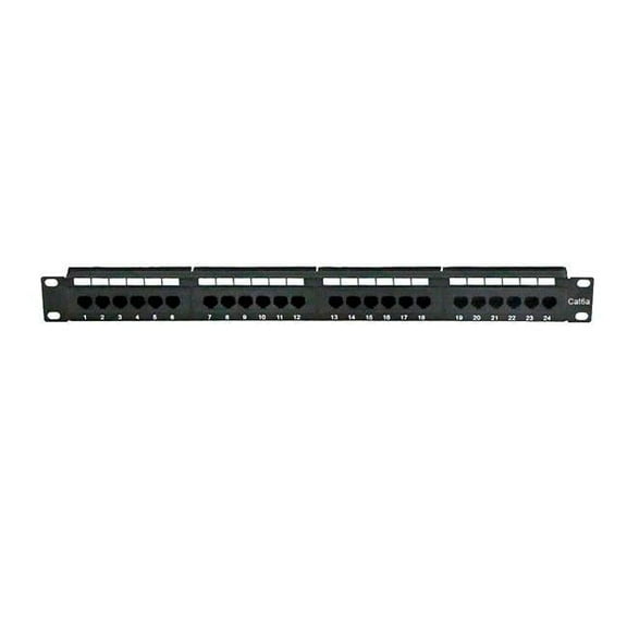 24 Port Cat6a Patch Panel, 19" Horizontal Rackmount or Wall Mount Panel, RJ45 Ethernet 110 Type, 568A/568B Compatible, 1U, Black, CableWholesale