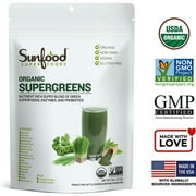 Sunfood Superfoods Super Greens Organic Superfood Powder with Probiotic Enzymes, 8 Oz