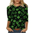 thumbnail image 2 of Gamivast Womens St Patricks Day T Shirts Cute Shamrock Clover Graphic Blouses Comfy 3/4 Sleeve Crewneck Holiday Pullover Vacation Outfits S-5Xl, 2 of 5