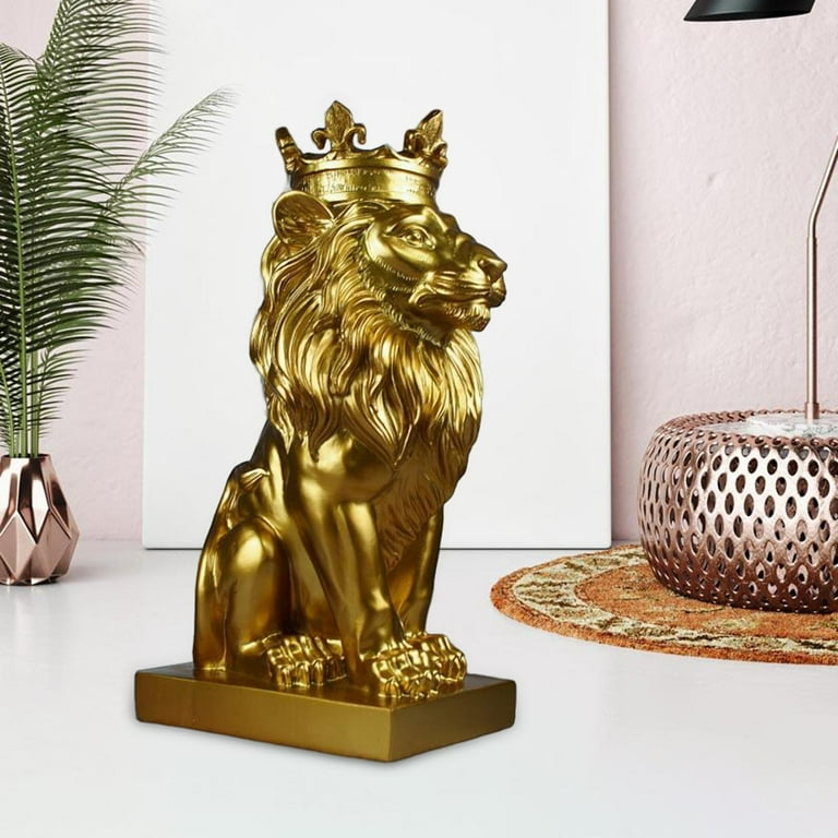 Modern 3D Lion Head Statue Collection Table Decor Animal Figurine
