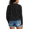 thumbnail image 3 of Htigea Womens Crewneck Sweatshirts Casual Long Sleeve Pullover Loose Tunic Tops Solid Color Fall Base Layer Shirts Black S, 3 of 6