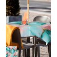 thumbnail image 5 of Fsddascl Teal Pink Outdoor Tablecloth - 60x60 Inch Square Dining Table Cover, Modern Abstract Ink Painting Luxury Marble Waterproof Outdoor Table Cloth with Umbrella Hole & Zipper for Picnic/Patio, 5 of 7